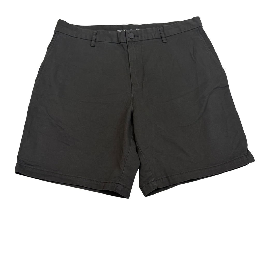Old Navy Mens 34 Slim Built-In Flex Chino Shorts Charcoal Gray Stretch Cotton